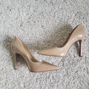 JESSICA SIMPSON TAN NUDE FAUX PATENT LEATHER PUMP HEELS